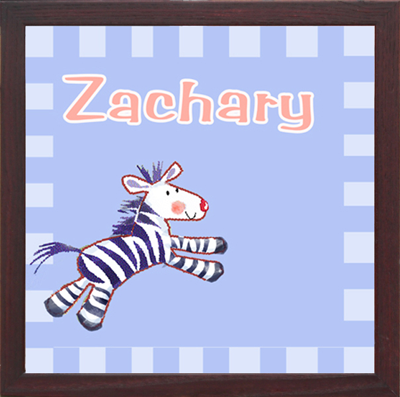 Zebra Happy Light Blue Very Special Newborn Gift Customized Nursery Wall Decor